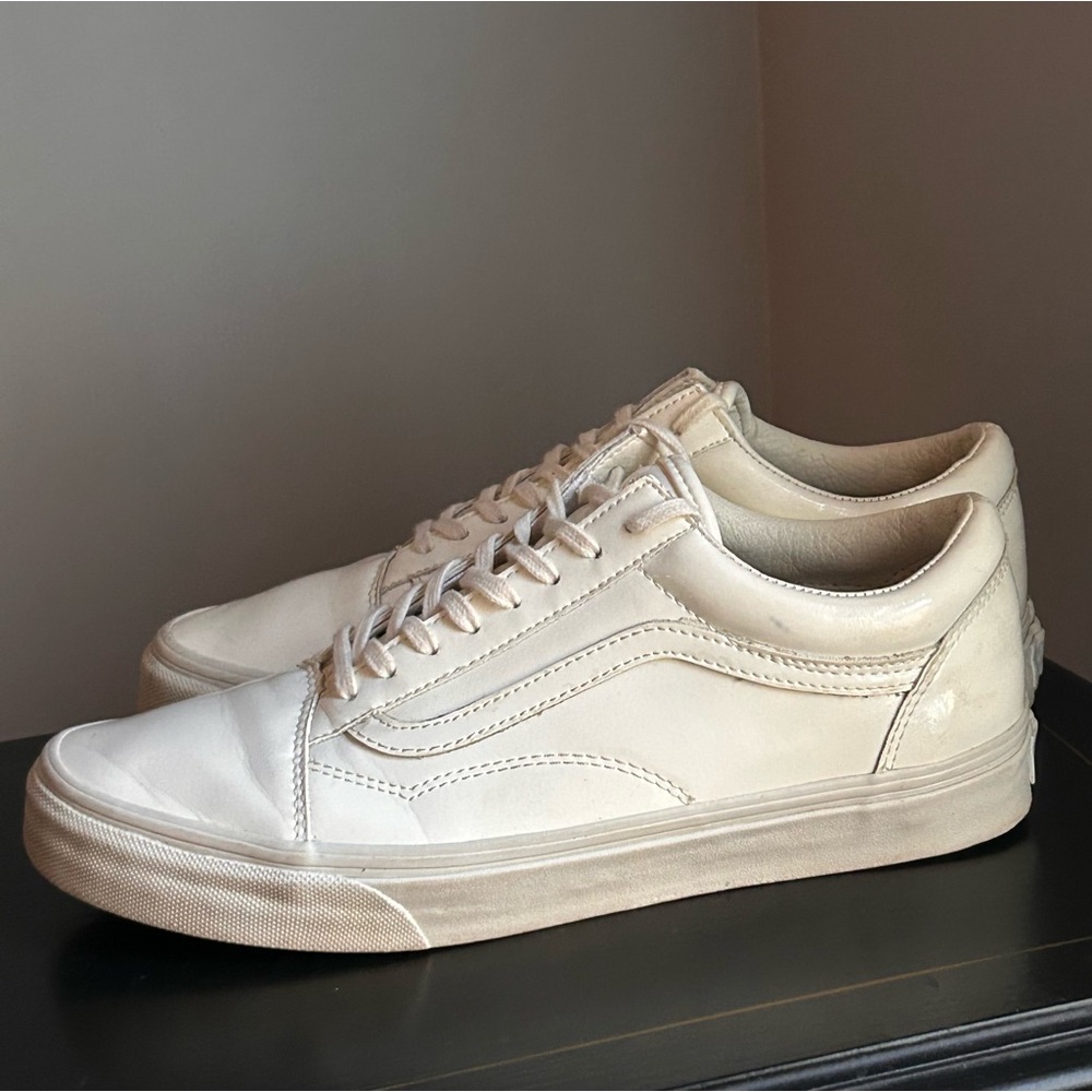 White Old Skool Vans Leather - Picture 4 of 5